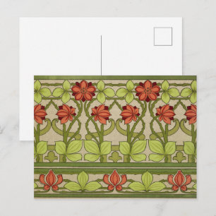Floral Frieze Border im Jugendstil Postkarte