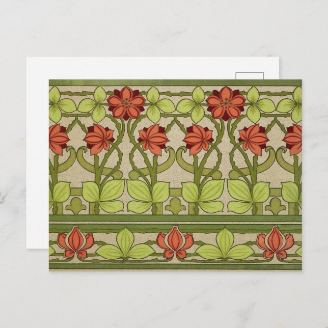 Floral Frieze Border im Jugendstil Postkarte (Vorne/Hinten)