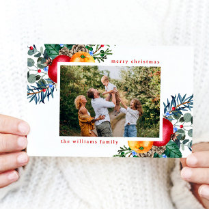 Floral Frohe Weihnachtsgrüße Foto Feiertagskarte