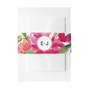 Floral Fuchsia Hochzeitsfeiern mit grüner Wasser Einladungsbanderole