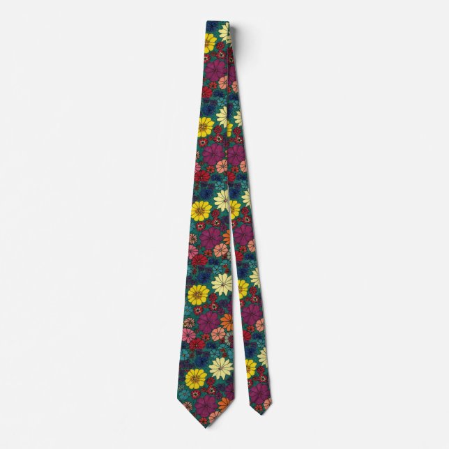"Floral Fun #1" Blumengarten Neck Tie Krawatte (Vorderseite)