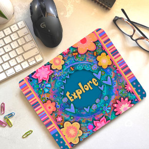 Floral Fun Exploration Stripe Inspirivity Maus Mousepad
