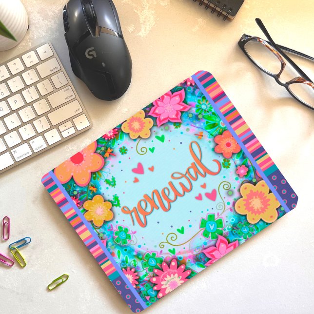 Floral Fun Renewal Modern Strip Inspirivity Mousepad (Von Creator hochgeladen)