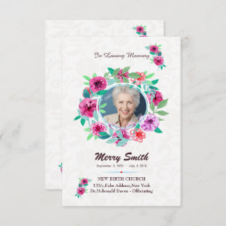 Floral Funeral Prayer Card Template Einladung