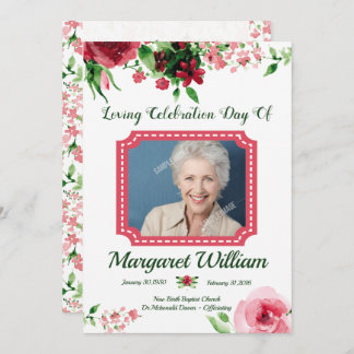 Floral Funeral Program Card Template  Programm