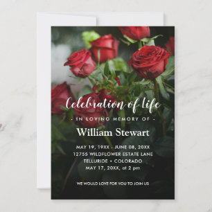 Floral Funeral   Red Roses Celebration of Life Einladung