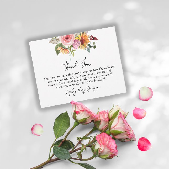 Floral Funeral Thank You Note Card Bereavement Dankeskarte (Von Creator hochgeladen)