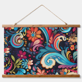 Floral Funkadelic Botanical Wandteppich Mit Holzrahmen