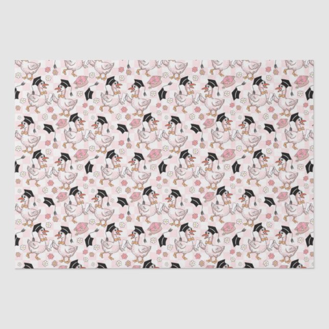 Floral Funny Groovy Goose Abschluss Seidenpapier (Vorderseite)
