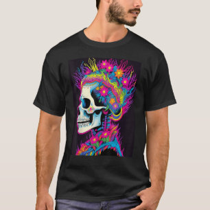 Floral Fusion Edgy Skull mit lebhaften Farben Desi T-Shirt
