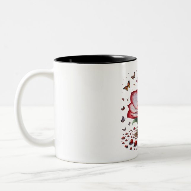 "Floral Fusion Tasse: Sip in Style" Zweifarbige Tasse (Links)