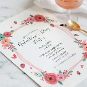 Floral Galentines Day Party Rosa Einladung