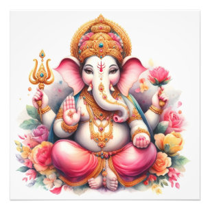 Floral Ganesha Segen Göttliche Kunst Fotodruck