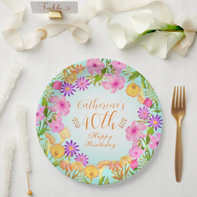 Floral Garden Aqua Pappteller (Hochzeit)