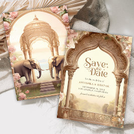 Floral Garden Elephants Indian Palace Wedding Save The Date