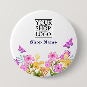 Floral Garden Firmenname Logo weiß Button
