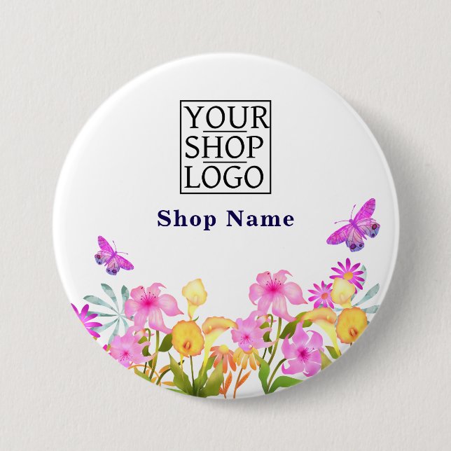 Floral Garden Firmenname Logo weiß Button (Vorderseite)