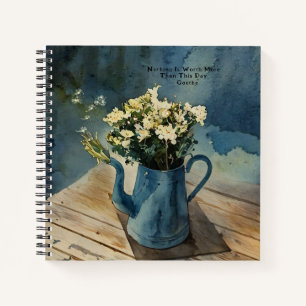 Floral Garden Jug Goethe Quote Blue Journal Notizbuch