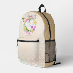 Floral Garden Monogram White Bedruckter Rucksack