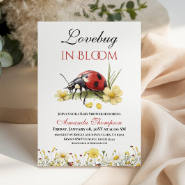 Floral Garden Red Lovebug In Bloom Baby Shower Einladung