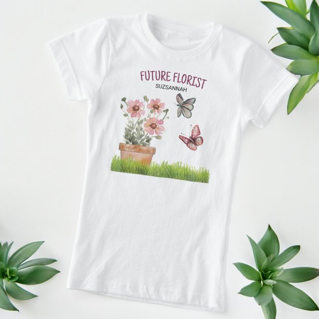 Floral Garden Schmetterlinge Libellen Libellen Was T-Shirt (Front template text tee shirt design)