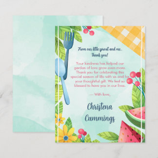 Floral Garden Seeds of Love Baby Shower Thank You  Dankeskarte