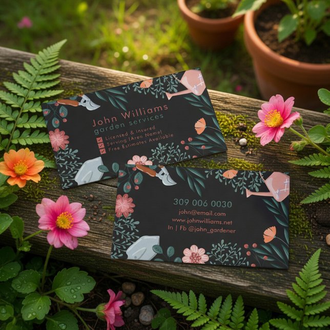 Floral Garden Services Business Card Visitenkarte (Von Creator hochgeladen)