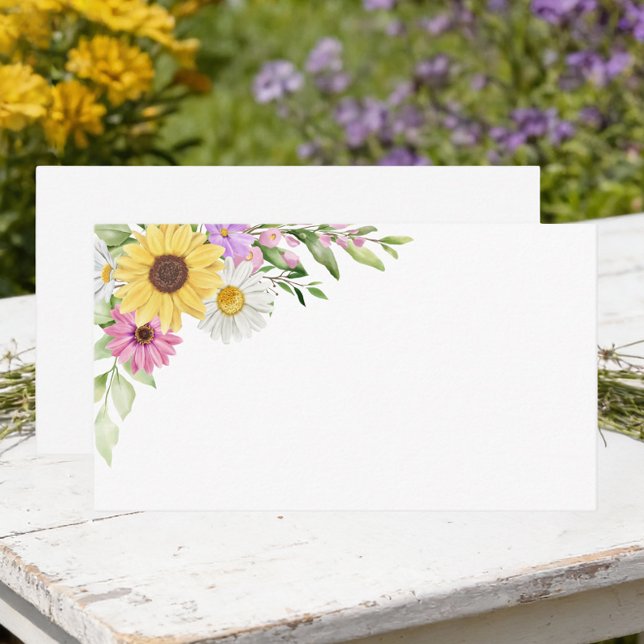 Floral Garden Wildflower Sunflower Daisy Wedding  Platzkarte (Von Creator hochgeladen)