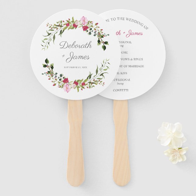 Floral Garland in Pink & Red for Outdoor Wedding Fächer (Vorne und Hinten)