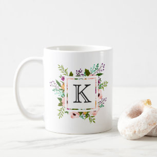 Floral Geblüht Monogramm Kaffeetasse