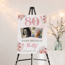 Floral Geburtstag Begrüßungszeichen, 80. Geburtsta