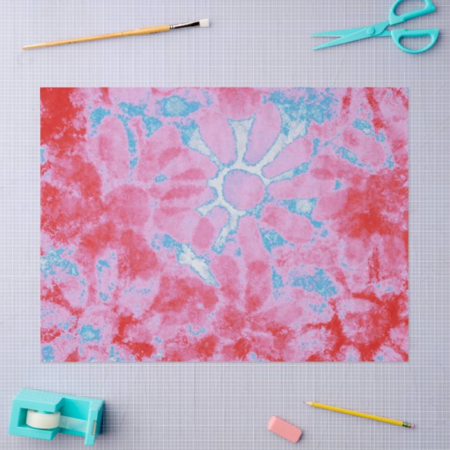 Floral Gefärbte Krawatte Hippie Blume Pink Blue De Seidenpapier (Basteln)