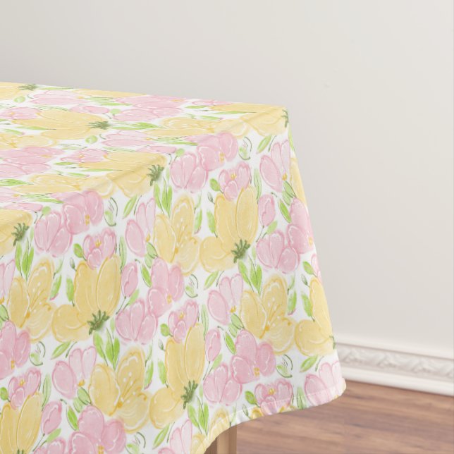 Floral Gelb Rosa Farbe Tischdecke (Beispiel)