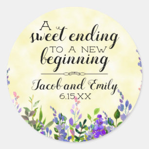 Floral Gelbe Gastgeschenk Hochzeit Umschlag Runder Aufkleber