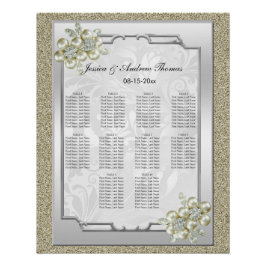 Floral Gem Silver Gerahmt, Gold & Silver Wedding Poster