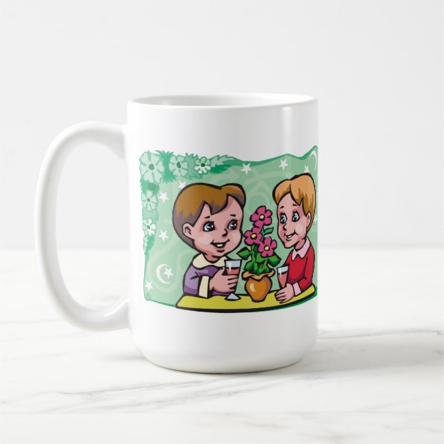 Floral Gemini Zwillingsjungen mit Blume Tasse (Links)
