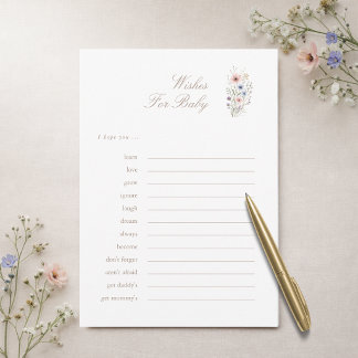 Floral Gender Neutral Shower Wishes For Baby Card Einladung