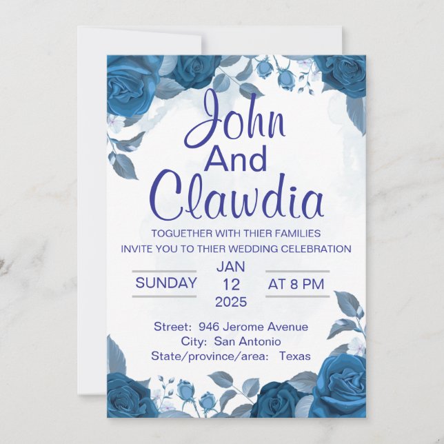  floral geometric personalized wedding invitation einladung (Vorderseite)