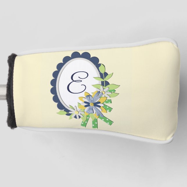 Floral Gerahmter Mit Monogramm Putter Abdeckung Golf Headcover (Vorderseite)