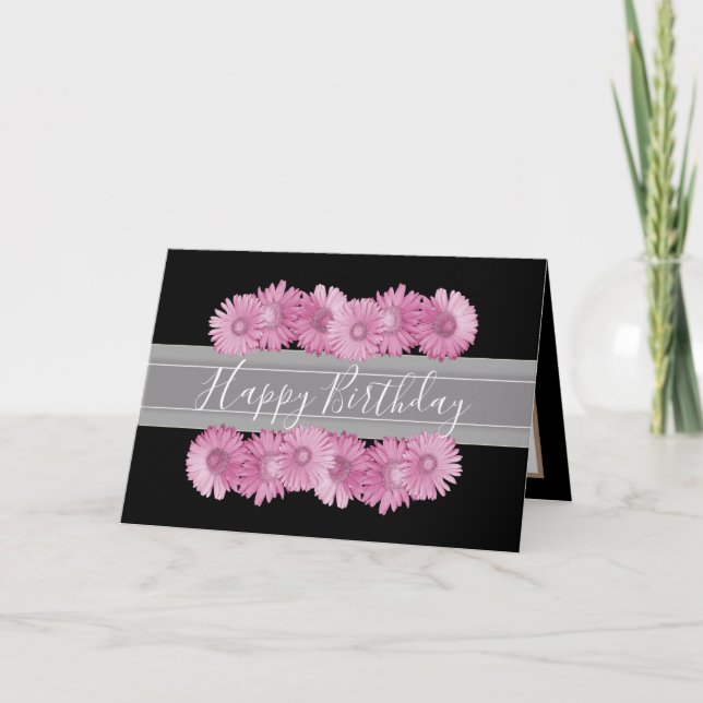 Floral Gerbera Daisies Blume Pink Girl Birthday Karte (Vorderseite)