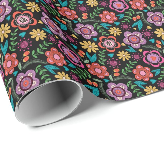 Floral Geschenkwrap Fett Bohemisch Avantgarde Geschenkpapier (Rolleneckpunkt)