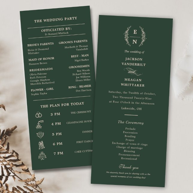 Floral gestapelte Monogramm-Initialen Hochzeitspro Programm (Floral Stacked Monogram Initials Wedding Programs)