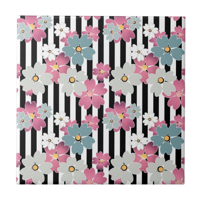 floral, gestreift fliese (Vorderseite)