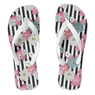 floral, gestreift flip flops