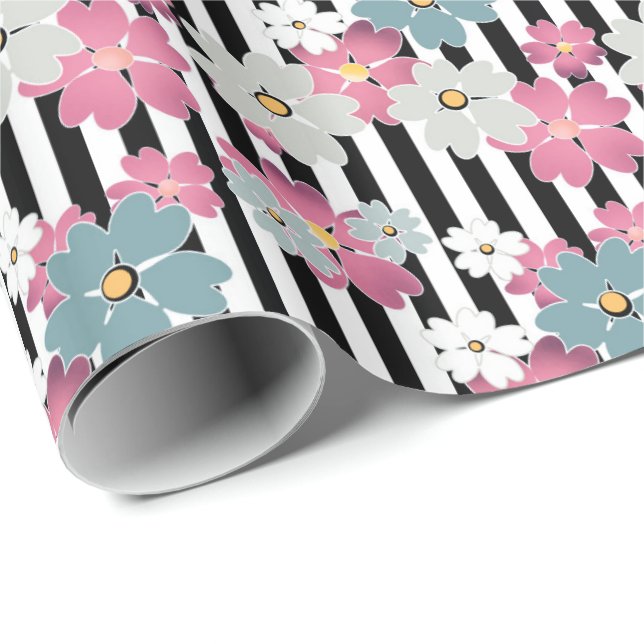 floral, gestreift geschenkpapier (Rolleneckpunkt)