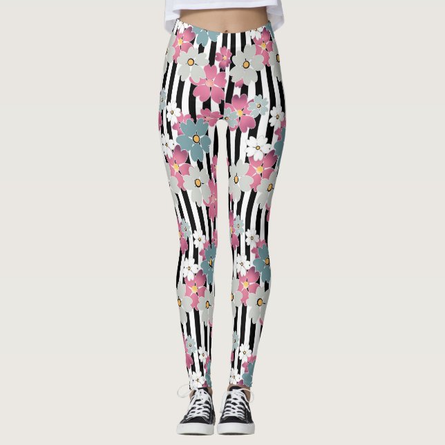 floral, gestreift leggings (Vorderseite)
