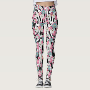 floral, gestreift leggings