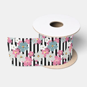 floral, gestreift satinband