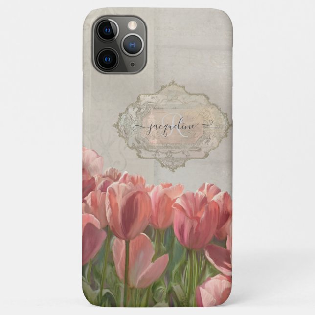 Floral gestrichene Korallenrosa Tulips Vintages Ho Case-Mate iPhone Hülle (Rückseite)