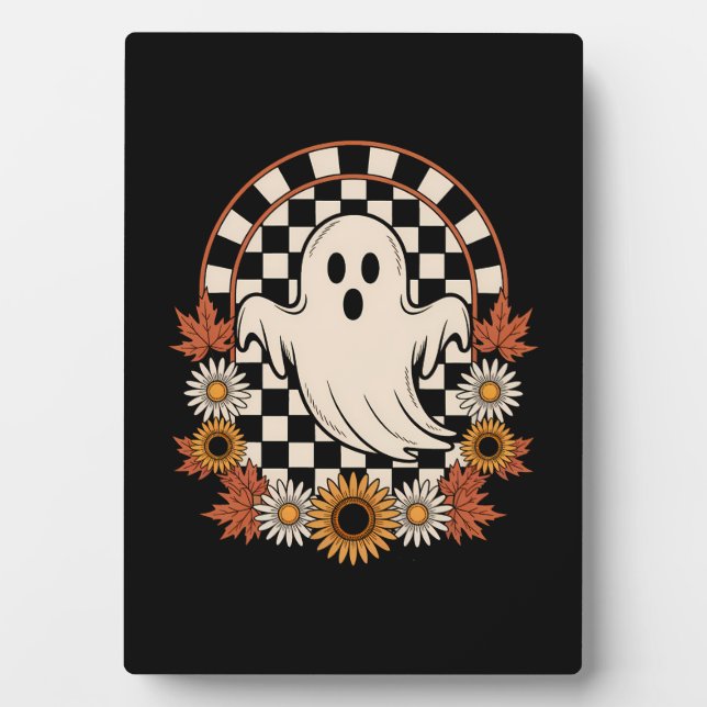 Floral Ghost Fall Boho Halloween Fotoplatte (Vorderseite)